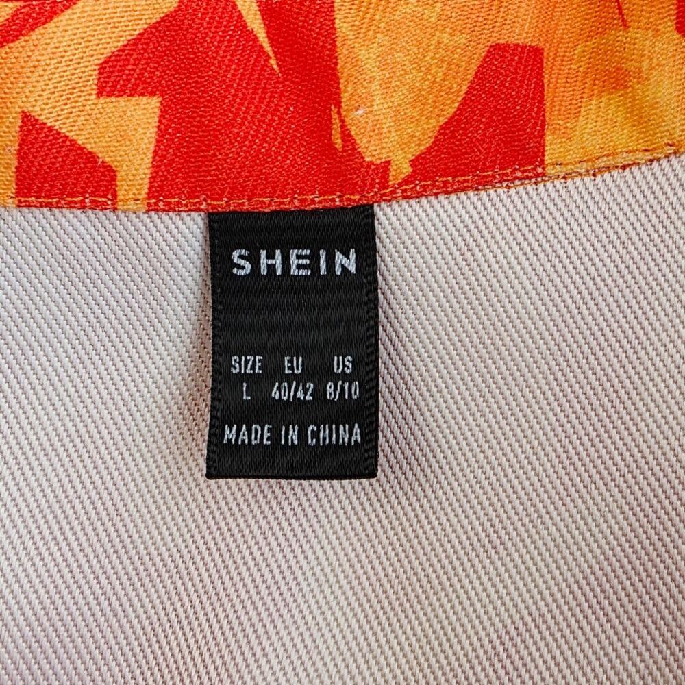 Artsy Graffiti Jacket Large Orange Art is Life Button Front Pop Streetwear Shein - Picture 11 of 14